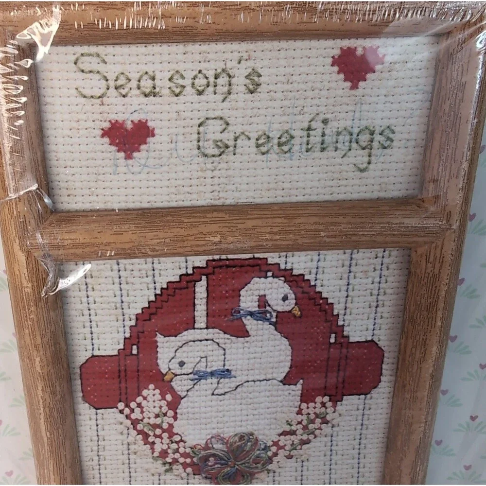 Christmas Geese Country Traditional 1980s Counted Cross Stitch Kit #034510